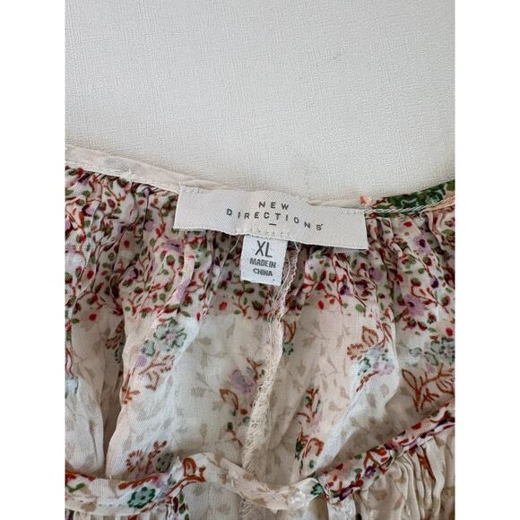New Directions Top Women’s Blouse XL Floral Sheer Spring Summer Boho Cottagecore - Picture 5 of 11